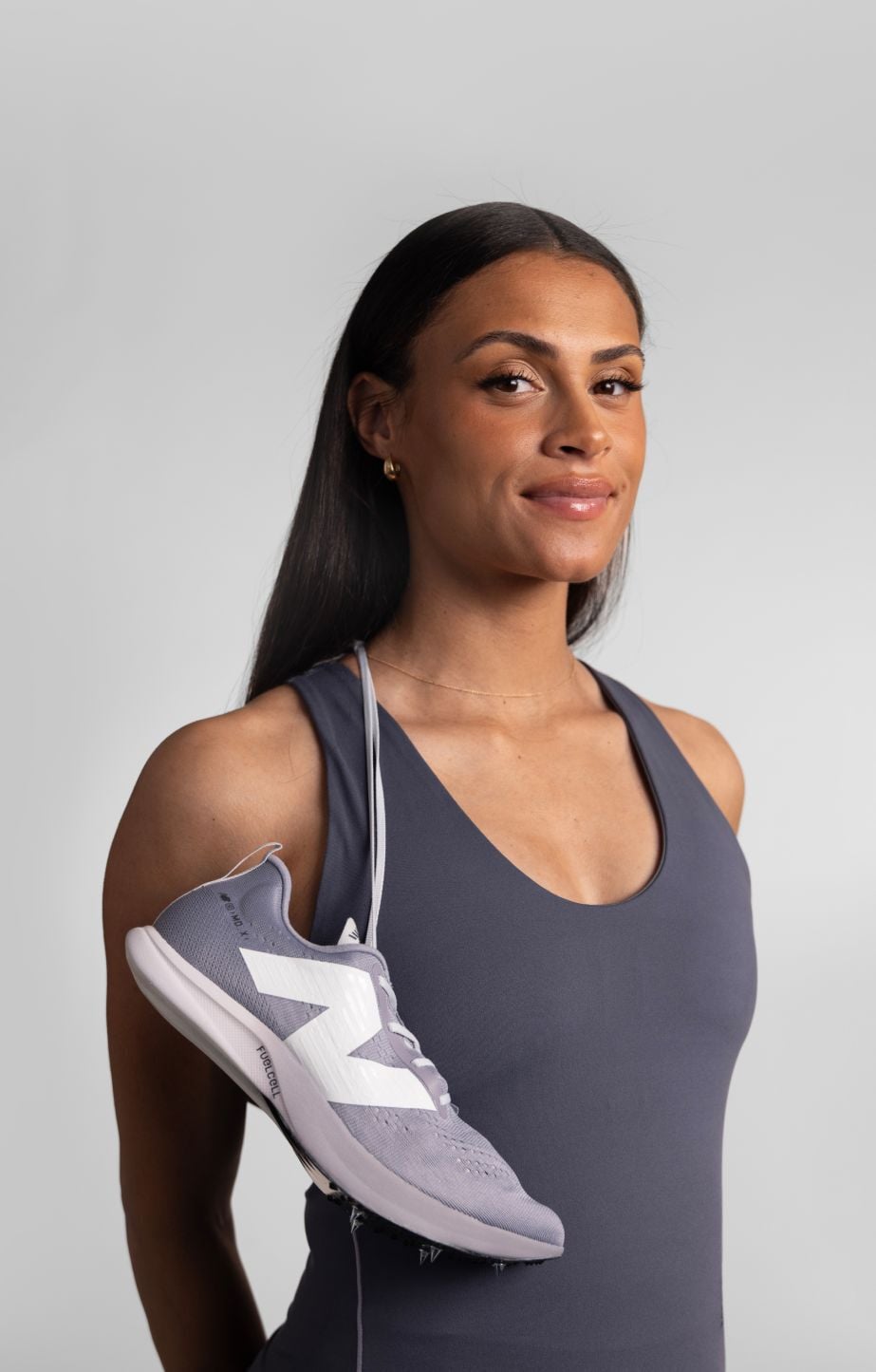 Sydney Levrone with a pair of MDX shoes. 