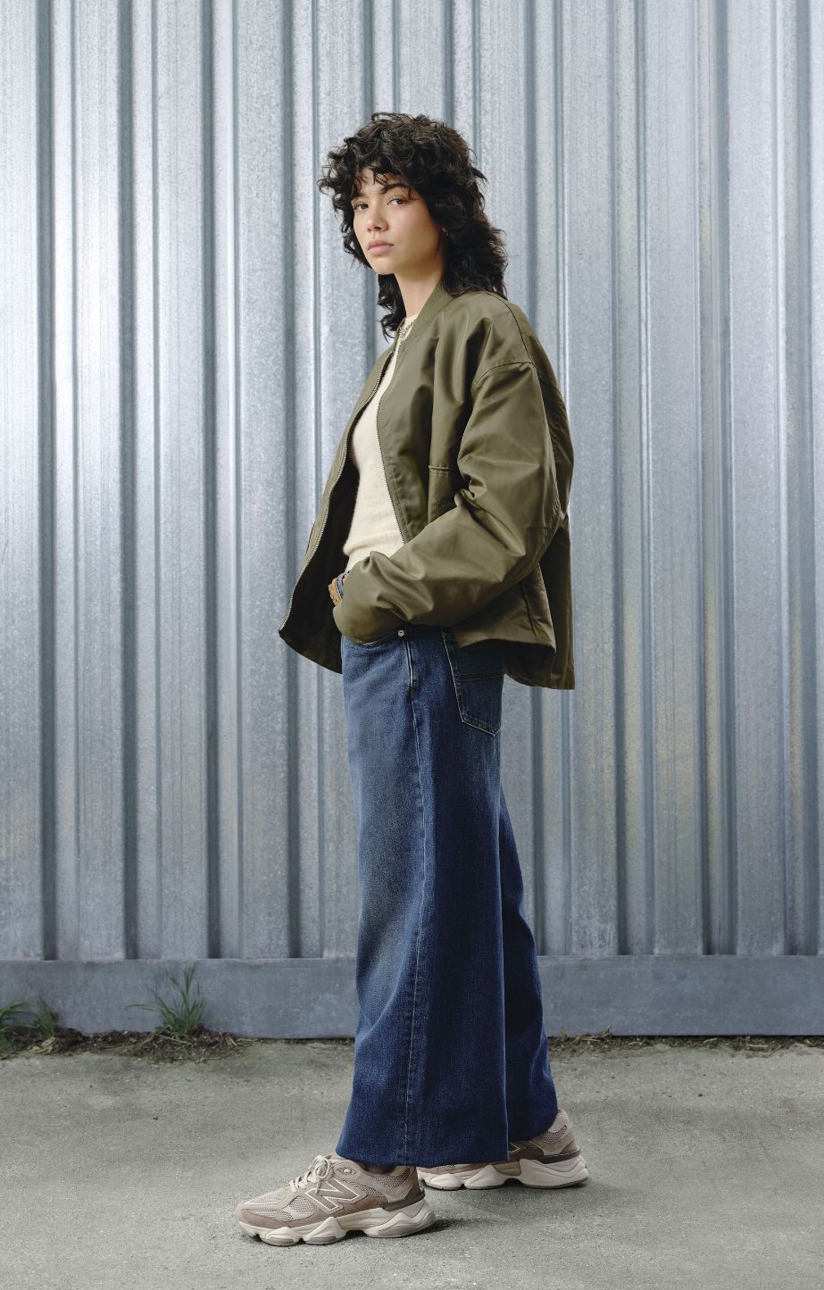 Woman wearing new balance 9060 sneakers