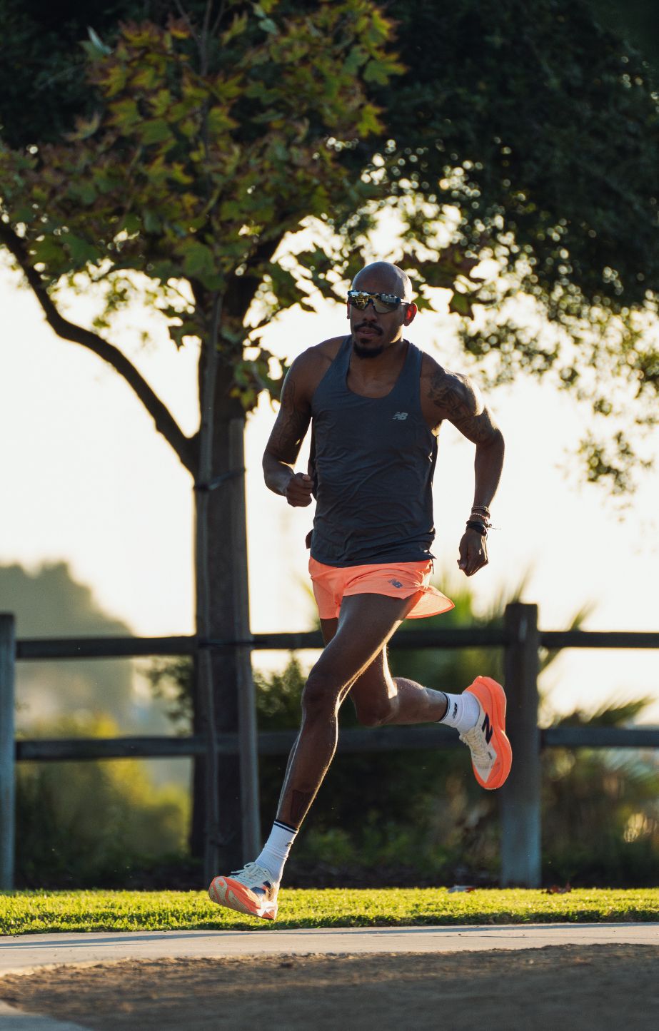 Man running and wearing new balance rc shorts