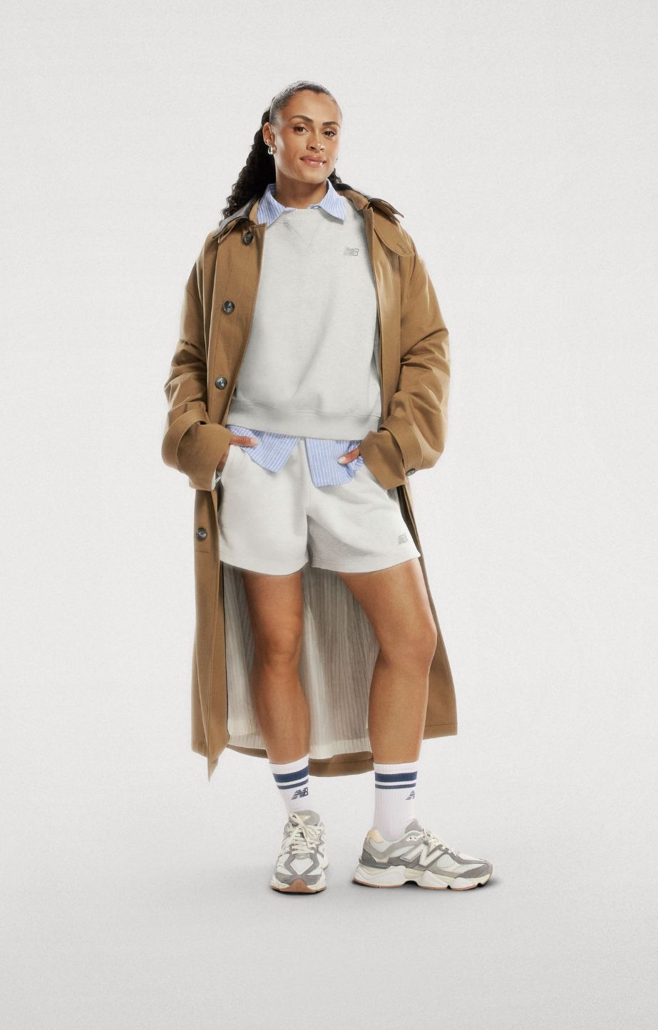 Woman wearing new balance 9060 sneakers