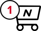 New Balance icon of step one, a shopping cart.